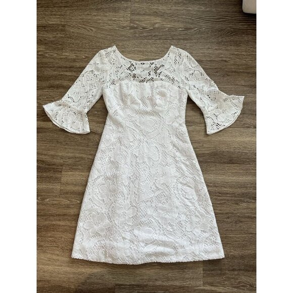 Lilly Pulitzer Resort White Allyson Floral Vines Lace Casual Dress Size 00 - Picture 2 of 7